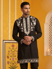 Premium Imported Japanese Embroidered Kurta ( 65KO 5544Black ) [FF] [B-3-5]