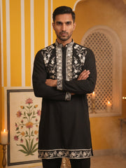 Premium Imported Japanese Embroidered Kurta ( 65KO 5544Black ) [FF] [B-3-5]