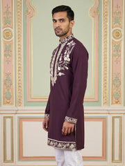 Premium Imported Japanese Embroidered Kurta ( 65KO 5544Purple ) [FF] [B-3-5]
