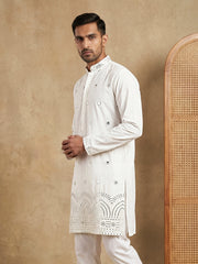 Imported Japanese Embroidered Kurta ( 65KO 5547White ) [FF] [A-1-2-3-4]