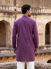 Cotton Blend Floral Embroidered Kurta ( 65KO 5550Purple ) [FF] [O-11-14]