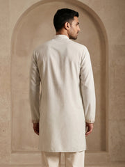 Cotton Blend Floral Embroidered Kurta ( 65KO 5550White ) [FF] [O-11-14]