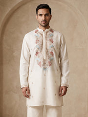 Cotton Blend Floral Embroidered Kurta ( 65KO 5550White ) [FF] [O-11-14]