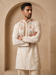 Cotton Blend Floral Embroidered Kurta ( 65KO 5550White ) [FF] [O-11-14]