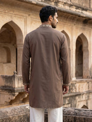 Japanese Fabric Embroidered Kurta ( 65KO 5551Brown ) [FF] [B-10]
