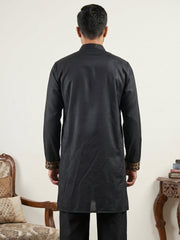 Cotton Blend Floral Embroidered Kurta ( 65KO 5552Black ) [FF] [B-3-4]