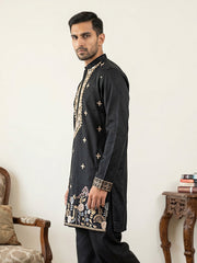 Cotton Blend Floral Embroidered Kurta ( 65KO 5552Black ) [FF] [B-3-4]