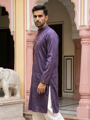 Men's Cotton Blend Embroidered Kurta ( 65KO 5555Purple ) [FF] [A-1-2-3-4]