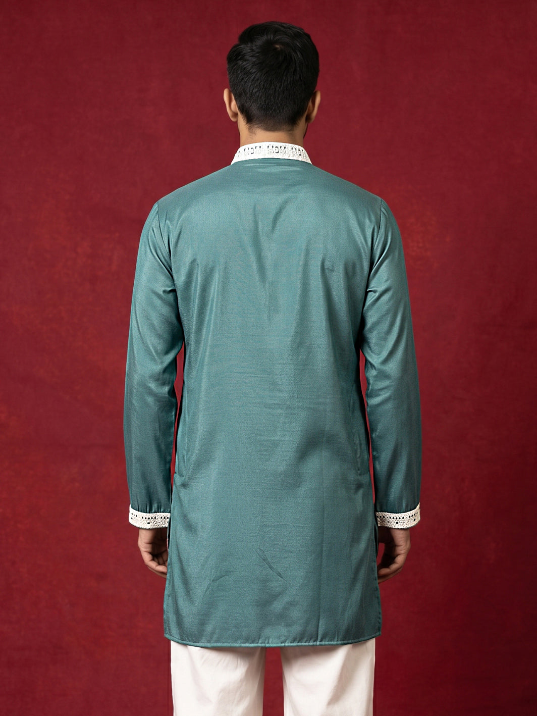 DesiQlo Men Embroidered Kurta Only - Multicolor - 65KO_5565Peacock_S