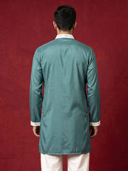 Men's Embroidered Silk Blend Kurtas ( 65KO 5565Peacock ) [FF] [A-1-2-3-4]