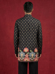 65KO 5566Black - Men's Floral Printed Kurta ( 65KO 5566Black ) [FF] [H-6]