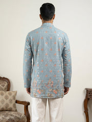 Men's Floral Printed & Thread Work Kurtas ( 65KO 5567Blue )