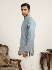 Men's Floral Printed & Thread Work Kurtas ( 65KO 5567Blue )