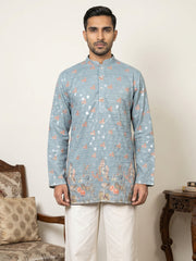 Men's Floral Printed & Thread Work Kurtas ( 65KO 5567Blue )