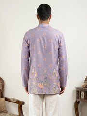 Men's Floral Printed & Thread Work Kurtas ( 65KO 5567Purple )