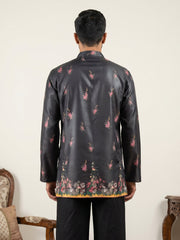 Men's Floral Printed Kurtas ( 65KO 5568Black ) [FF] [C-1]