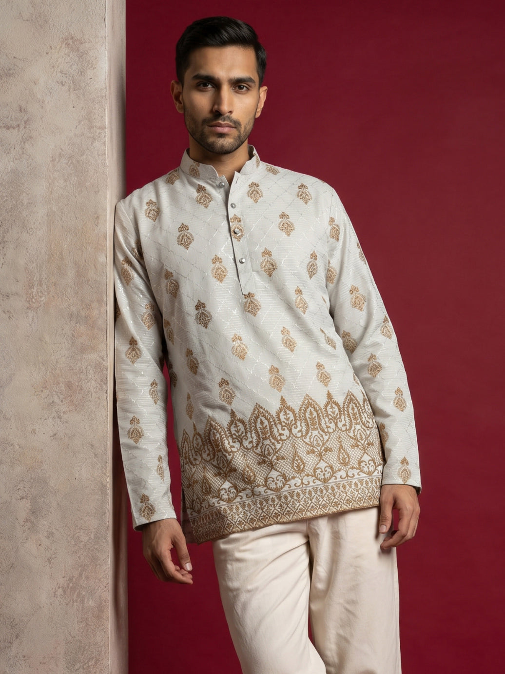 Premium Printed & Thread Work Kurtas ( 65KO 5569White ) [FF] [A-8]