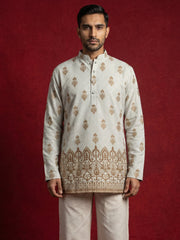Premium Printed & Thread Work Kurtas ( 65KO 5569White ) [FF] [A-8]