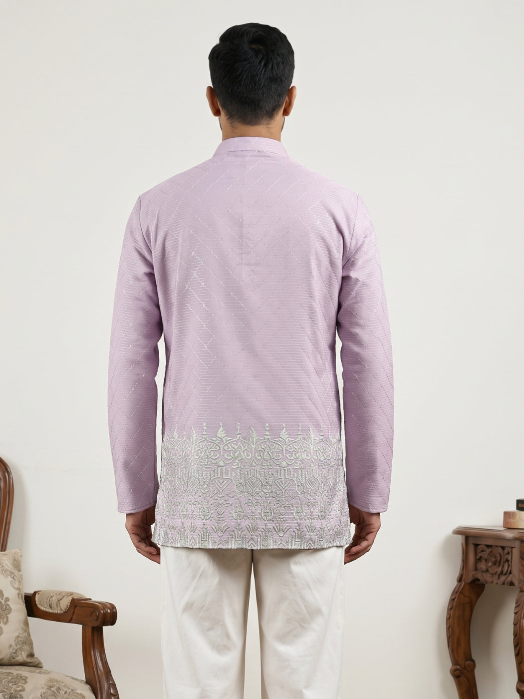 DesiQlo Men Printed Kurta Only - Purple - 65KO_5570Purple_S