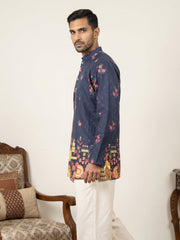 Premium Cotton Blend Printed Ethnic Kurtas ( 65KO 5571Navy ) [FF] [C-1]