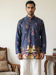Premium Cotton Blend Printed Ethnic Kurtas ( 65KO 5571Navy ) [FF] [C-1]