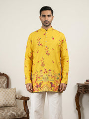 Premium Cotton Blend Printed Ethnic Kurtas ( 65KO 5571Yellow ) [FF] [C-1]