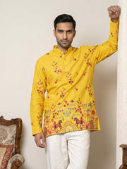 Premium Cotton Blend Printed Ethnic Kurtas ( 65KO 5571Yellow ) [FF] [C-1]