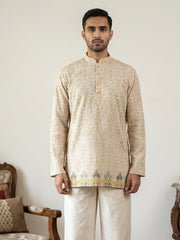 Men's Traditional Printed Kurtas ( 65KO 5574Beige ) [FF] [G-10]