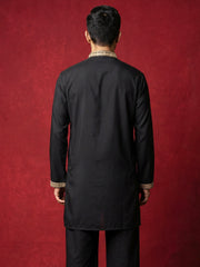 Japanese Fabric Embroidered Kurta for Men ( 65KO 5576Black ) [FF] [G-4]