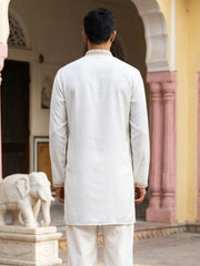 Japanese Fabric Embroidered Kurta for Men ( 65KO 5576White ) [FF] [G-4]
