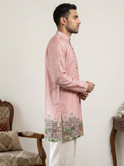 Men's Cotton Blend Ethnic Printed Kurta ( 65KO 5577Peach ) [FF] [G-10]