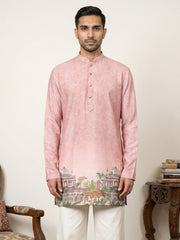 Men's Cotton Blend Ethnic Printed Kurta ( 65KO 5577Peach ) [FF] [G-10]