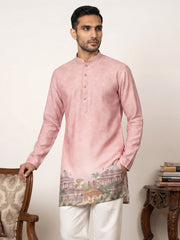 Men's Cotton Blend Ethnic Printed Kurta ( 65KO 5577Peach ) [FF] [G-10]