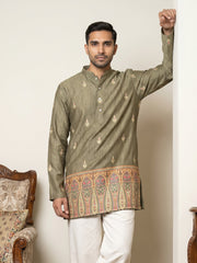 Men's Cotton Blend Printed Kurta ( 65KO 5579Olive ) [FF] [G-10]