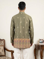 Men's Cotton Blend Printed Kurta ( 65KO 5579Olive ) [FF] [G-10]