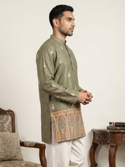 Men's Cotton Blend Printed Kurta ( 65KO 5579Olive ) [FF] [G-10]