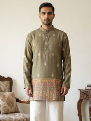 Men's Cotton Blend Printed Kurta ( 65KO 5579Olive ) [FF] [G-10]