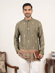 Men's Cotton Blend Printed Kurta ( 65KO 5579Olive ) [FF] [G-10]