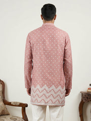 Men's Cotton Blend Printed Kurta ( 65KO 5580Peach ) [FF] [G-10]