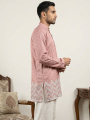 Men's Cotton Blend Printed Kurta ( 65KO 5580Peach ) [FF] [G-10]