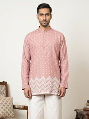 Men's Cotton Blend Printed Kurta ( 65KO 5580Peach ) [FF] [G-10]