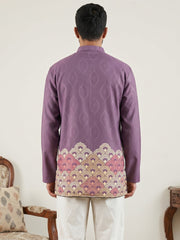 Men's Geometric Printed Kurta ( 65KO 5581Purple )