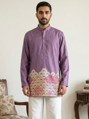 Men's Geometric Printed Kurta ( 65KO 5581Purple )