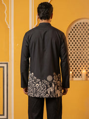 Men's Cotton Blend Festive Printed Kurta ( 65KO 5582Black )