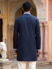 Ethnic Embroidered Japanese Fabric Kurta ( 65KO 5584Navy ) [FF] [B-1-2]