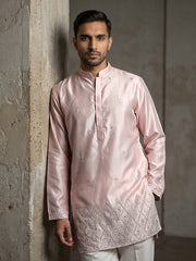 Men Designer Silk Blend Embroidered Kurta ( 65KO 5603Pink ) [FF] [G-4]