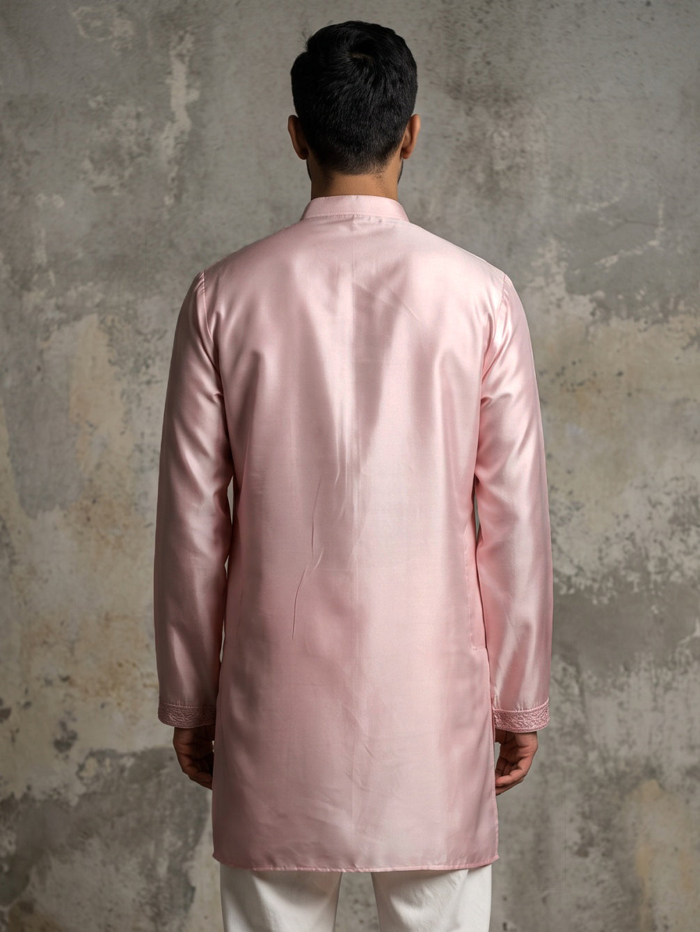DesiQlo Men Embroidered Kurta Only - Pink