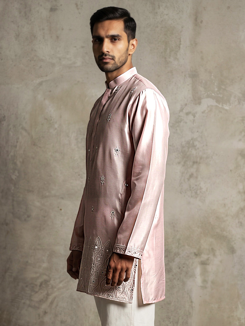 DesiQlo Men Embroidered Kurta Only - Pink