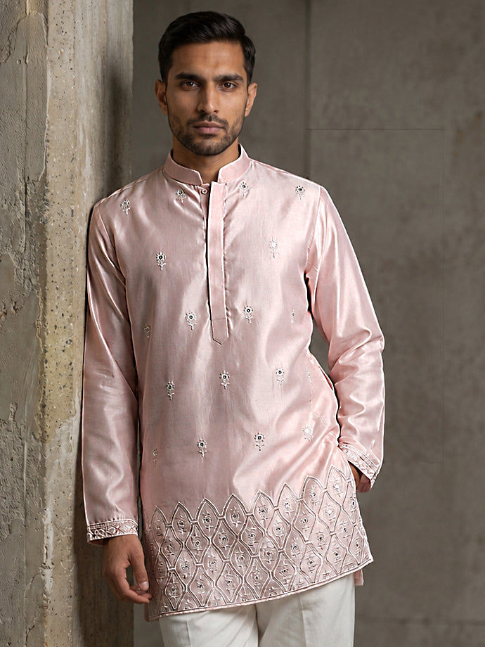 DesiQlo Men Embroidered Kurta Only - Pink