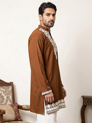 Ethnic Japanese Fabric Embroidered Kurta ( 65KO 5605Brown )